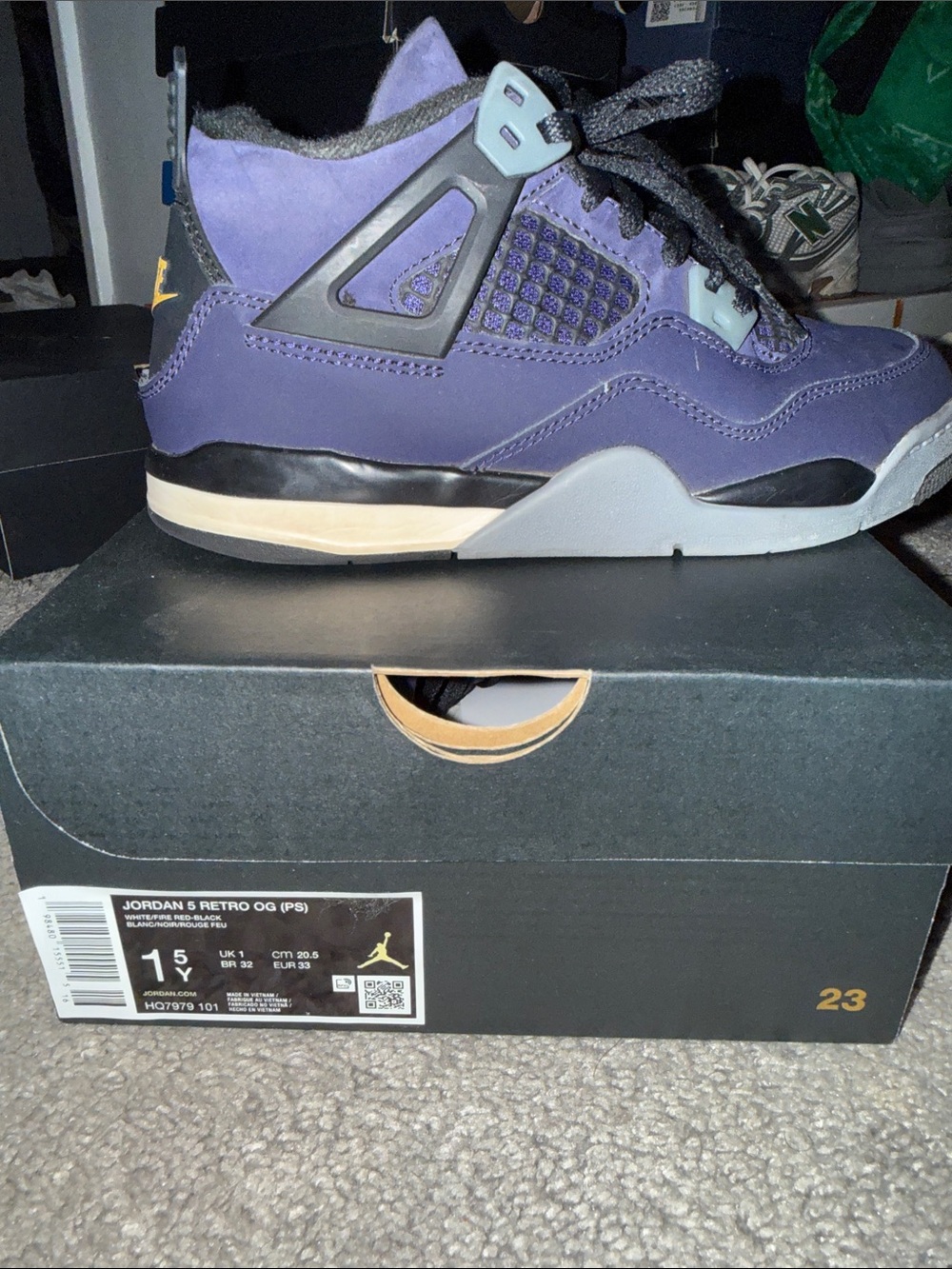 Jordan 5 Retro OG Purple and Black Kids Sneakers